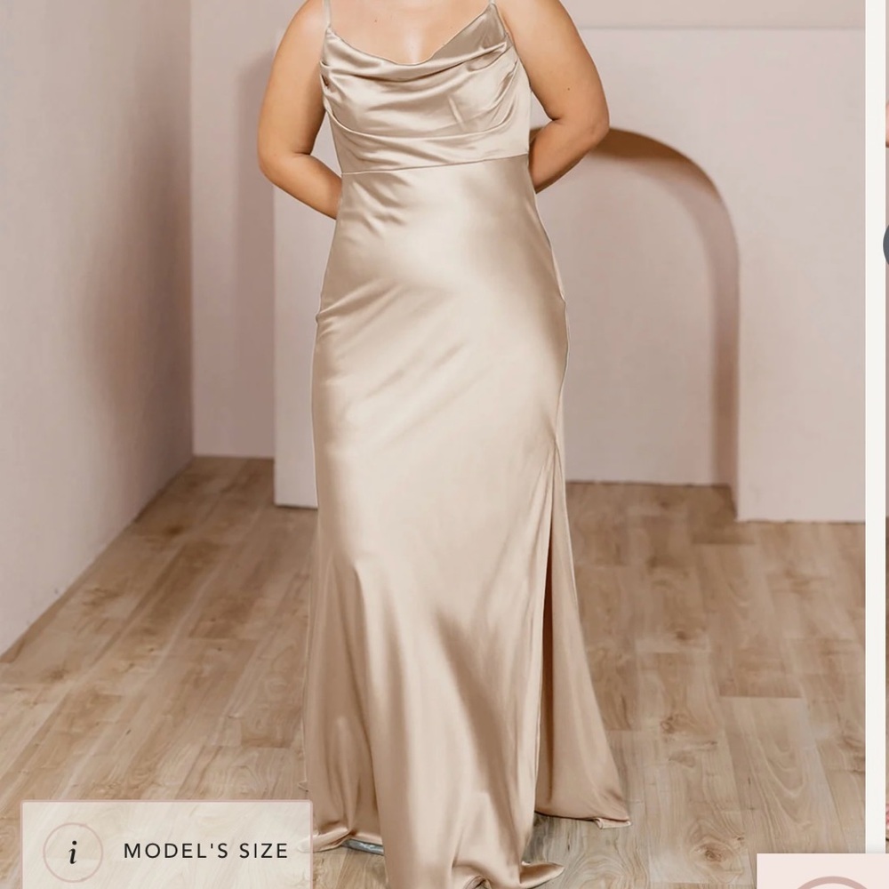 Revelry champange gold bridesmaids dress